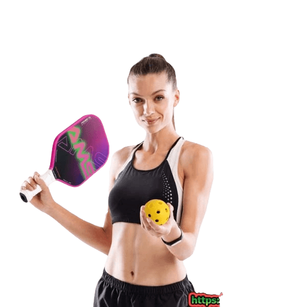 Female sport player holding paddle and ball